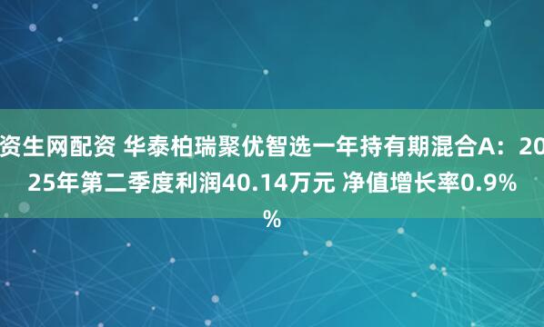 资生网配资 华泰柏瑞聚优智选一年持有期混合A：2025年第二季度利润40.14万元 净值增长率0.9%