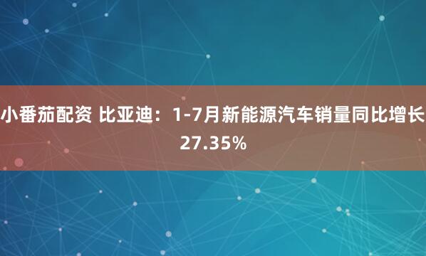 小番茄配资 比亚迪：1-7月新能源汽车销量同比增长27.35%