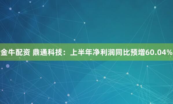 金牛配资 鼎通科技:上半年净利润同比预增60.04%